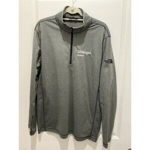 The North Face 1/4 Zip Pullover XL Gray Black Zipper L/S Company Logo Embroidery